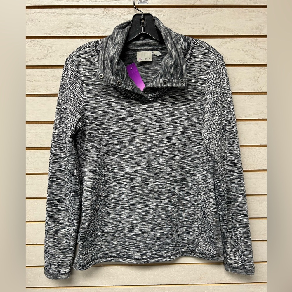 Athleta Black and Gray Women's Cowl Neck Sweater